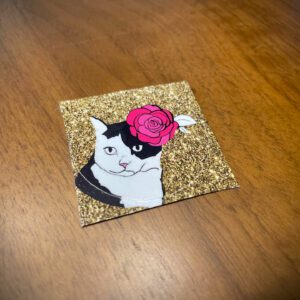glitter kitty sticker - glitter cat sticker