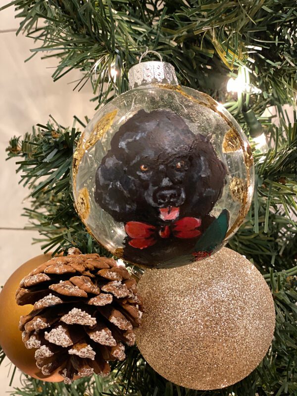 custom dog Christmas ornament in glass or holiday ornament by High Hound Low Hound