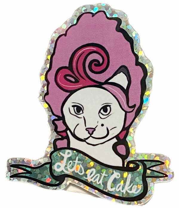 Marie Antoinette Kitty Glitter Iridescence Foil Sticker