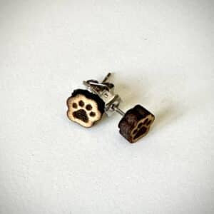 wooden earring studs - paw prints by High Hound Low Hound