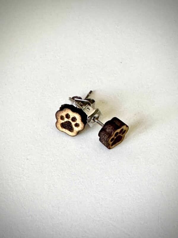 wooden earring studs - paw prints by High Hound Low Hound