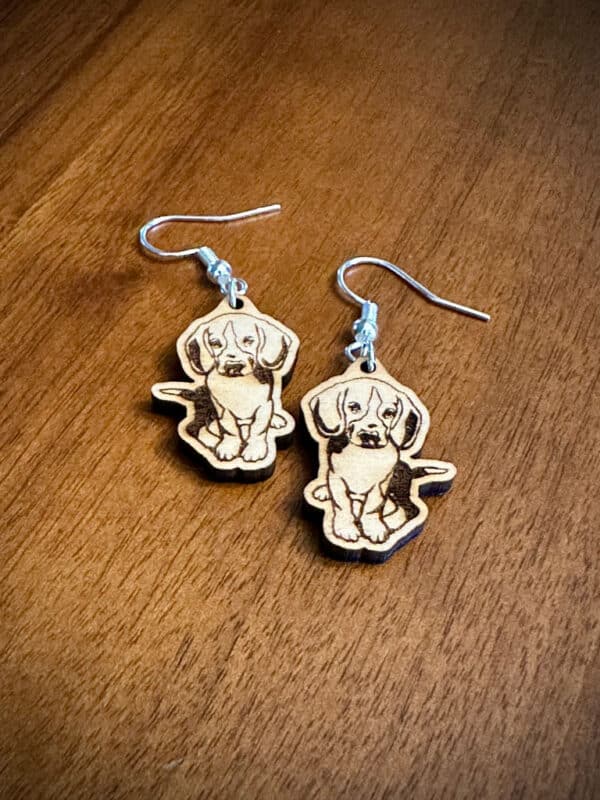 wooden earrings for dog lovers - beagle by High Hound Low Hound