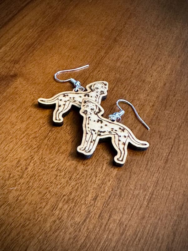 wooden earrings for dog lovers - dalmatian by High Hound Low Hound