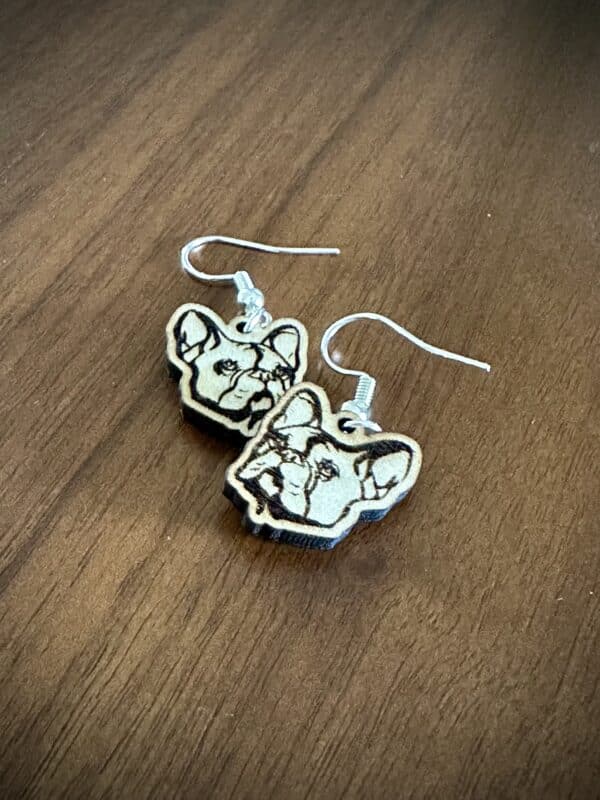 wooden earrings for dog lovers - French bulldog by High Hound Low Hound