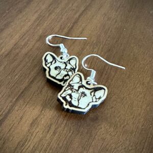 wooden earrings for dog lovers - French bulldog by High Hound Low Hound