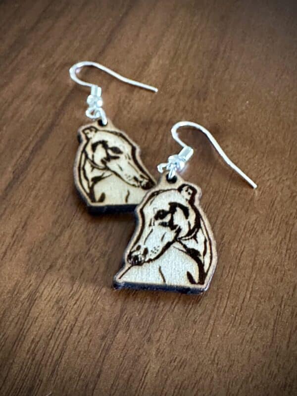 wooden earrings for dog lovers - greyhound by High Hound Low Hound